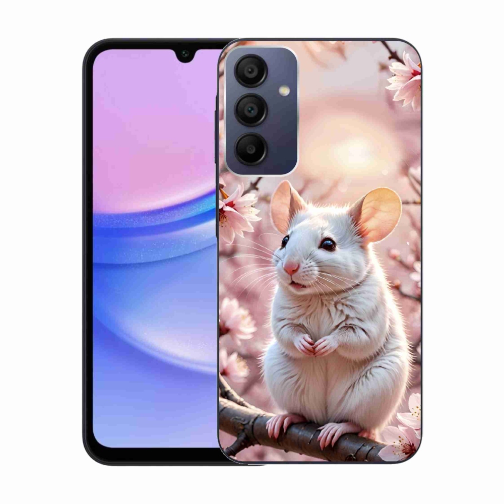 Zselés borítás mmCase Samsung Galaxy A15 4G/5G - fehér egér az ágon