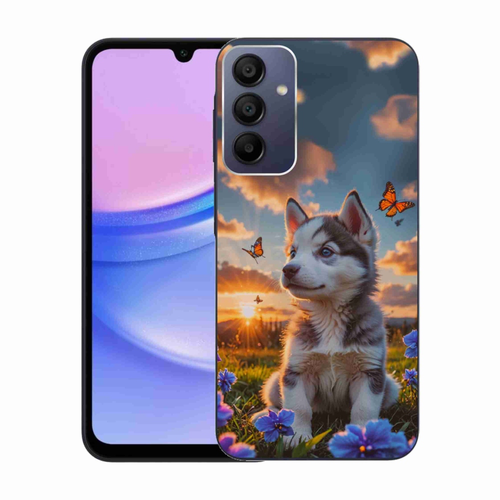 Gél borítás mmCase Samsung Galaxy A15 4G/5G készülékhez - husky a naplementében
