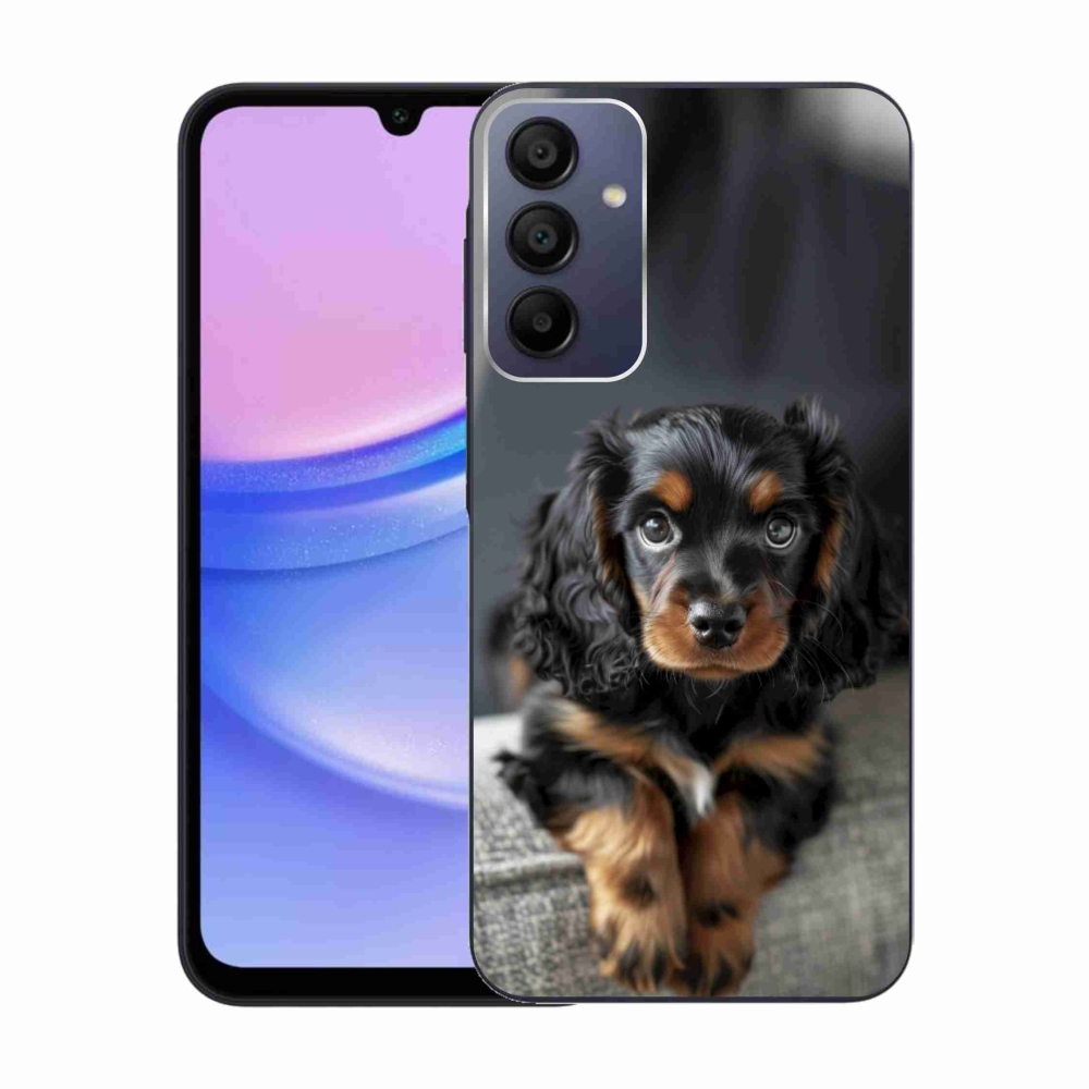 Gél borítás mmCase Samsung Galaxy A15 4G/5G készülékhez - aranyos hosszú szőrű tacskó