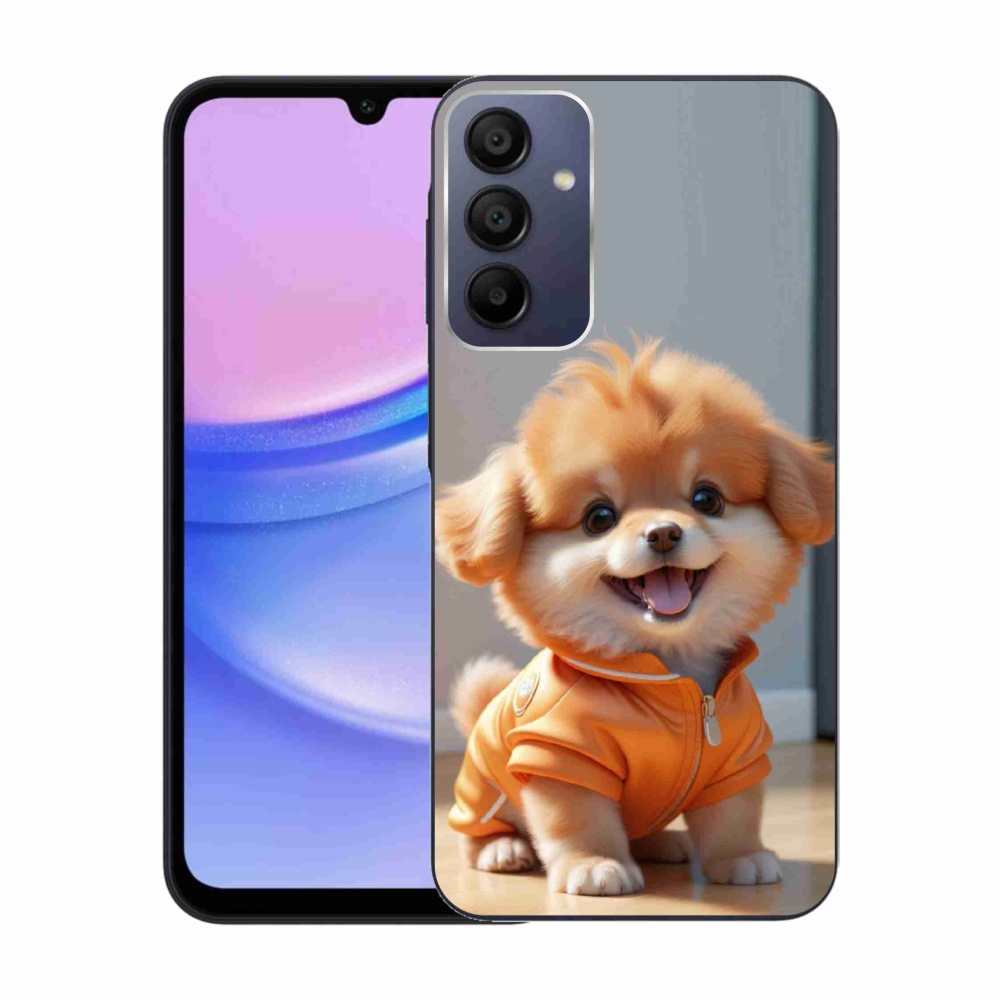 Zselés borítás mmCase Samsung Galaxy A15 4G/5G készülékhez - aranyos pomerániai pulóverben