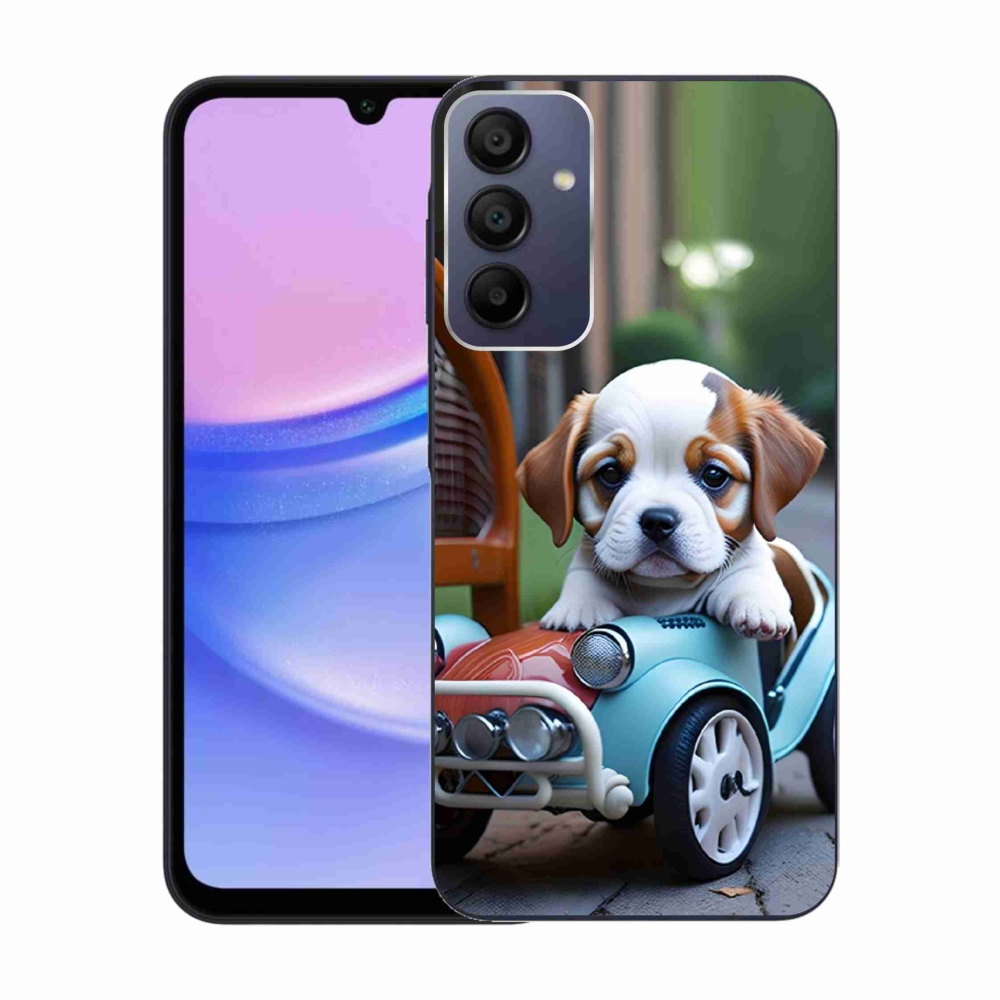 Gél borítás mmCase Samsung Galaxy A15 4G/5G - kiskutya retro autóban