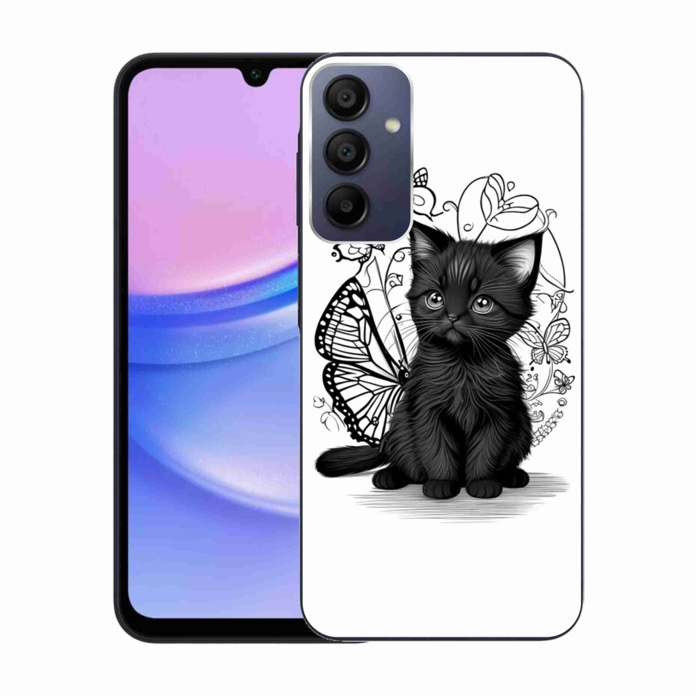Gél védőhuzat mmCase Samsung Galaxy A15/5G készülékhez - fekete cica