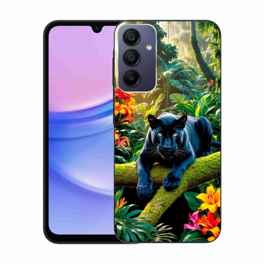 Zselés borítás mmCase Samsung Galaxy A15/5G készülékhez - fekete párduc a dzsungelben