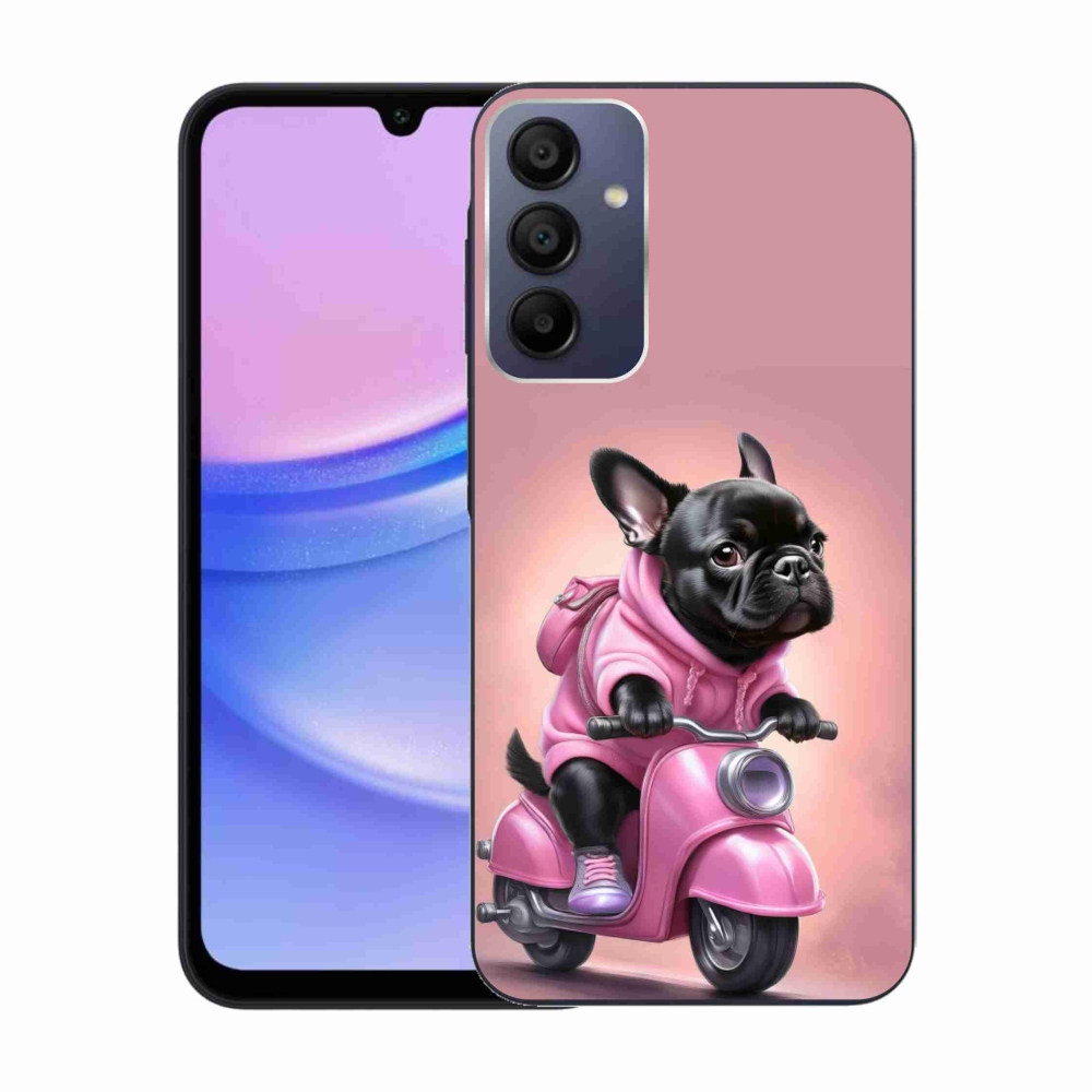 Gél borítás mmCase Samsung Galaxy A15/5G készülékhez - Francia bulldog egy robogón