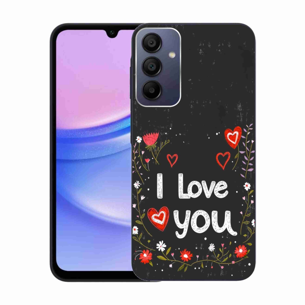 Gél borító mmCase Samsung Galaxy A15/5G - I love you fekete háttérrel