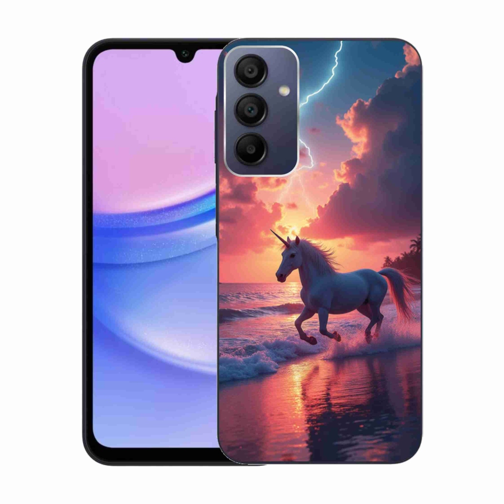 Zselés borítás mmCase Samsung Galaxy A15/5G készülékhez - egyszarvú a tengerparton