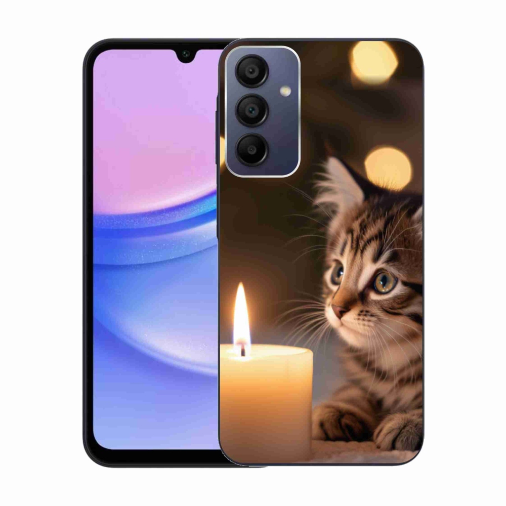 Gél borítás mmCase Samsung Galaxy A15/5G készülékhez - cica és gyertya