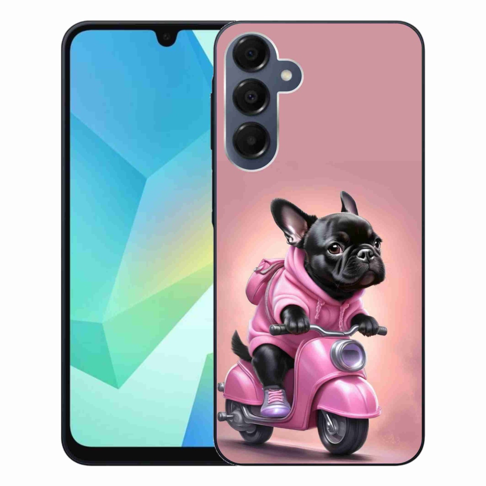 Zselés borítás mmCase Samsung Galaxy A16 4G/5G készülékhez - Francia bulldog egy robogón