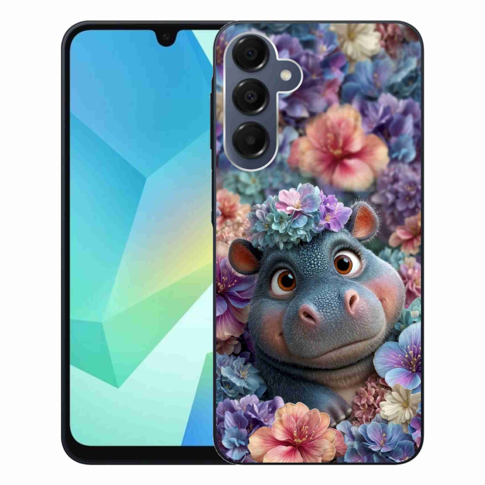 Zselés borítás mmCase Samsung Galaxy A16 4G/5G készülékhez - víziló virágokban