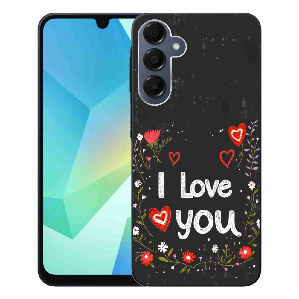 Gél borítás mmCase Samsung Galaxy A16 4G/5G - I love you fekete háttérrel
