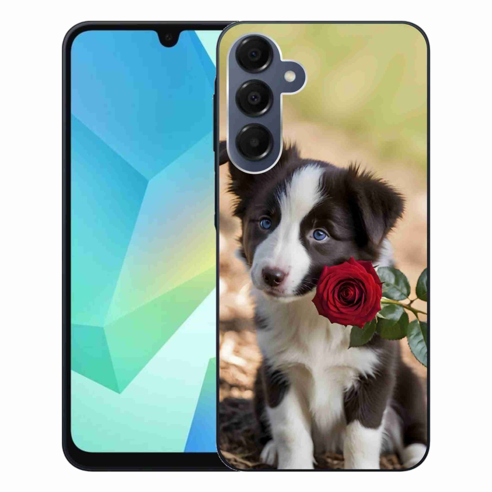 Gél borítás mmCase Samsung Galaxy A16 4G/5G készülékhez - aranyos border collie rózsával