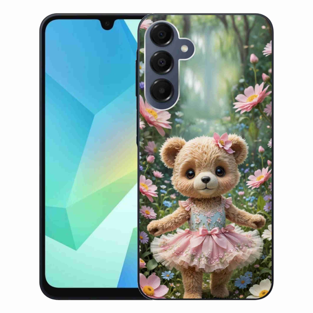 Gél borítás mmCase Samsung Galaxy A16 4G/5G készülékhez - aranyos mackó virágokban