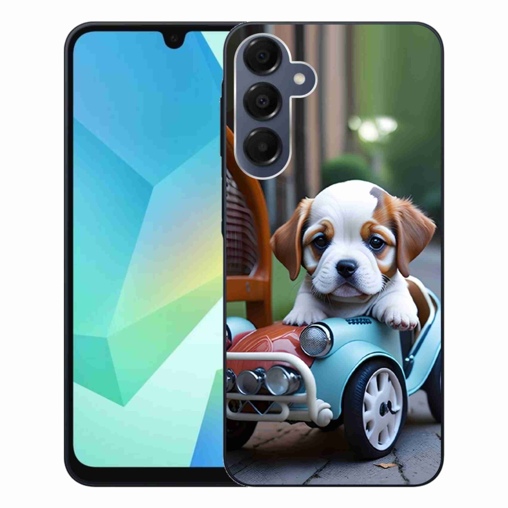 Gél borítás mmCase Samsung Galaxy A16 4G/5G - kiskutya retro autóban