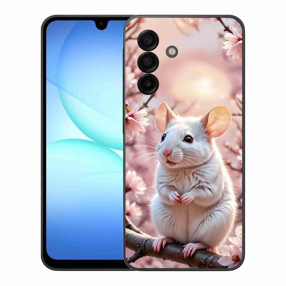 Zselés borítás mmCase Samsung Galaxy A17 4G/5G - fehér egér az ágon