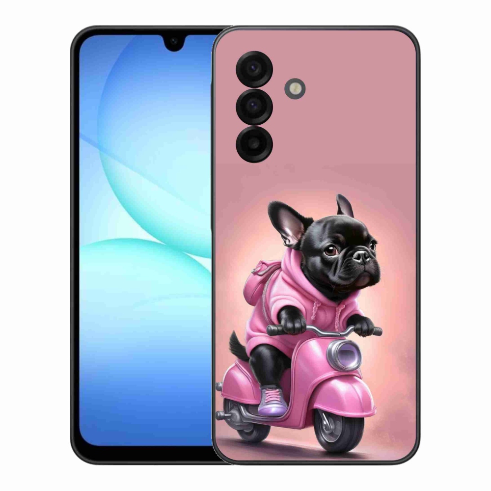 Zselés borítás mmCase Samsung Galaxy A17 4G/5G - Francia bulldog egy robogón
