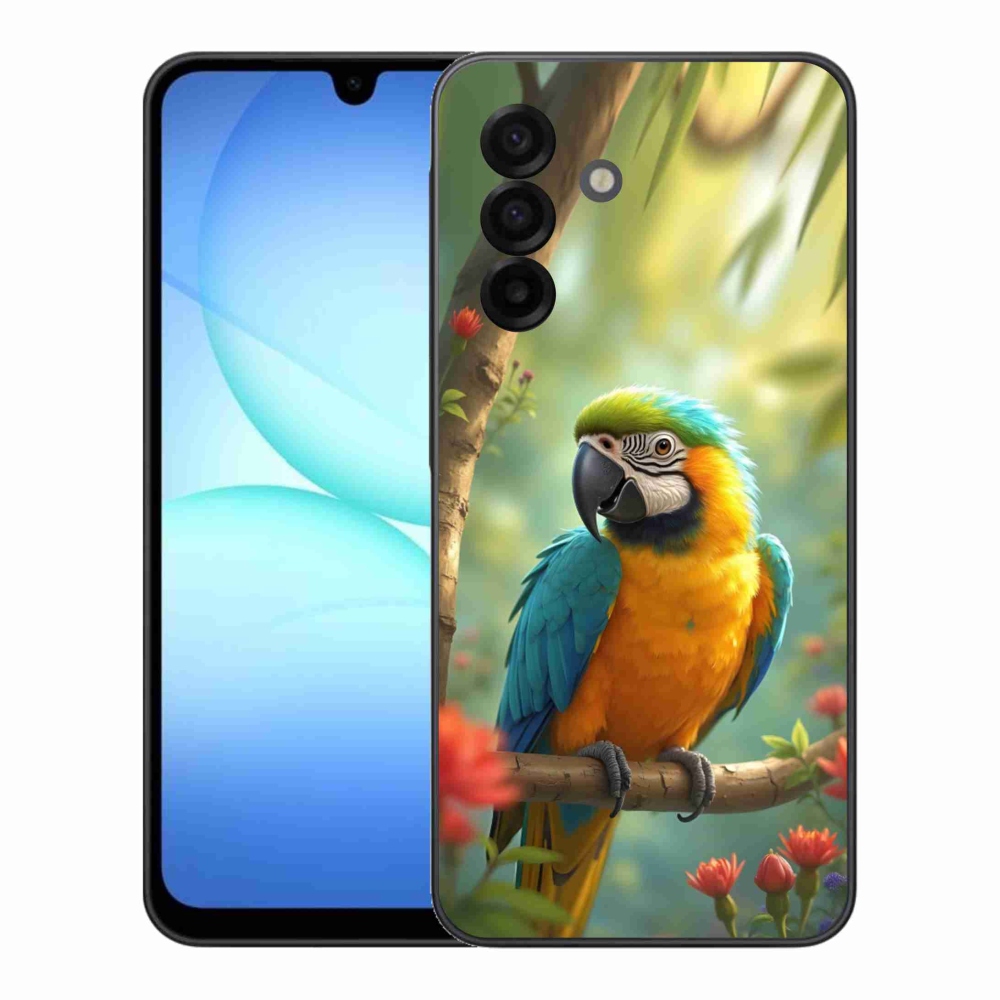 Zselés borítás mmCase Samsung Galaxy A17 4G/5G - papagáj ara kék és sárga