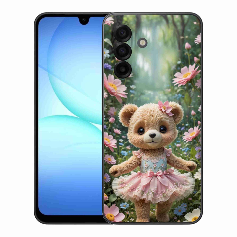 Gél borítás mmCase Samsung Galaxy A17 4G/5G készülékhez - aranyos mackó virágokban