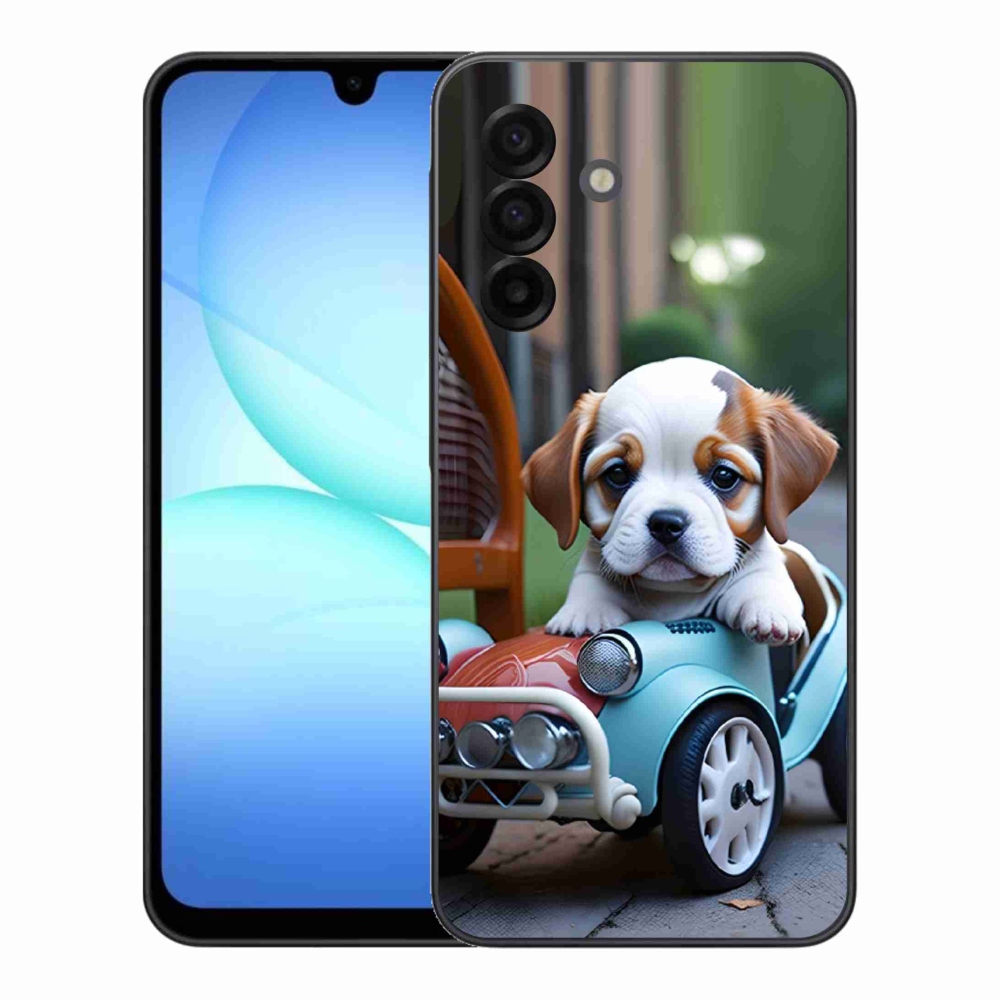 Gél borítás mmCase Samsung Galaxy A17 4G/5G - kiskutya retro autóban