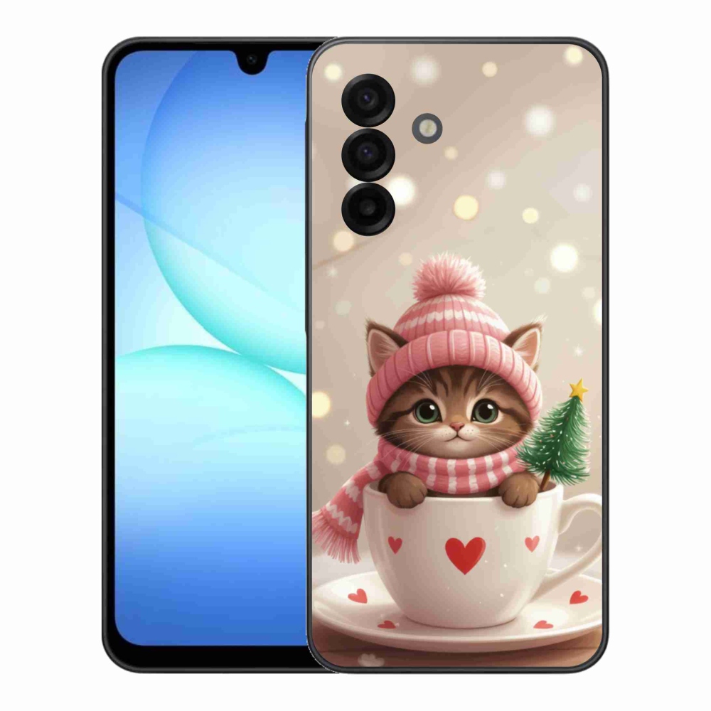 Gél borítás mmCase Samsung Galaxy A17 4G/5G készülékhez - Karácsonyi cica a csészében