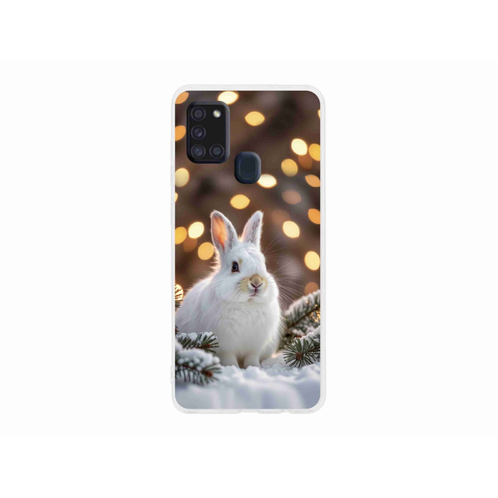 Zselés borítás mmCase Samsung Galaxy A21s készülékhez - fehér nyúl