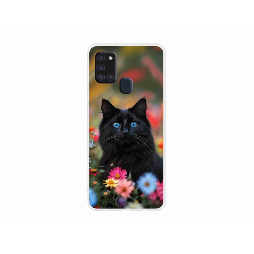 Zselés borítás mmCase Samsung Galaxy A21s készülékhez - fekete cica 4