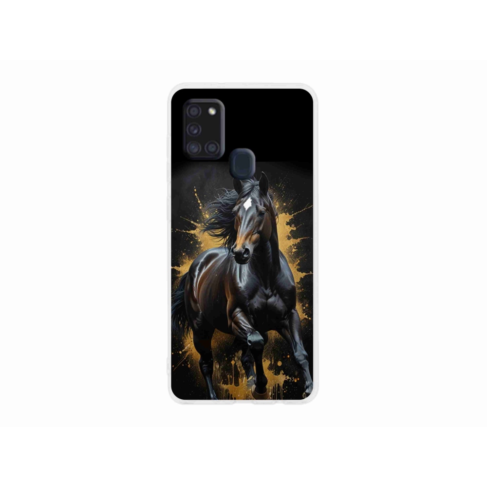 Zselés borítás mmCase Samsung Galaxy A21s készülékhez - elegáns fekete ménes