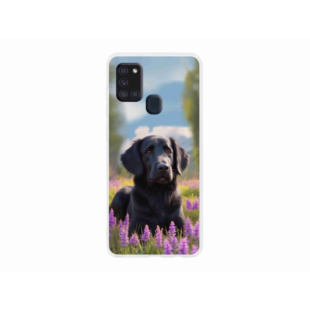 Zselés borítás mmCase Samsung Galaxy A21s készülékhez - elegáns fekete retriever