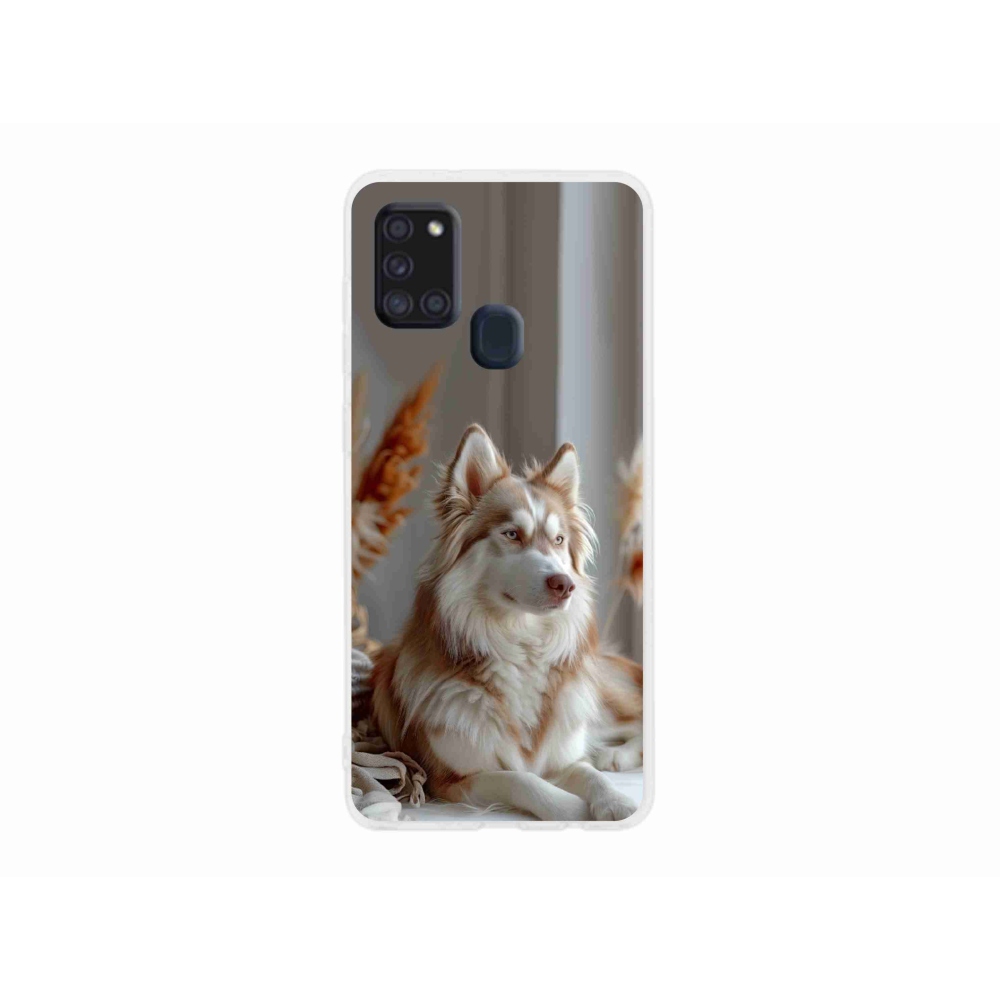 Zselés borítás mmCase Samsung Galaxy A21s készülékhez - csendes szibériai husky