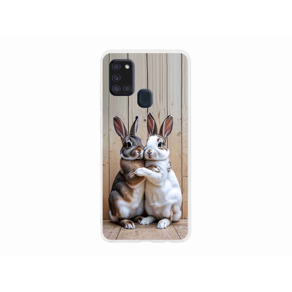 Zselés borítás mmCase Samsung Galaxy A21s készülékhez - nyúlpár
