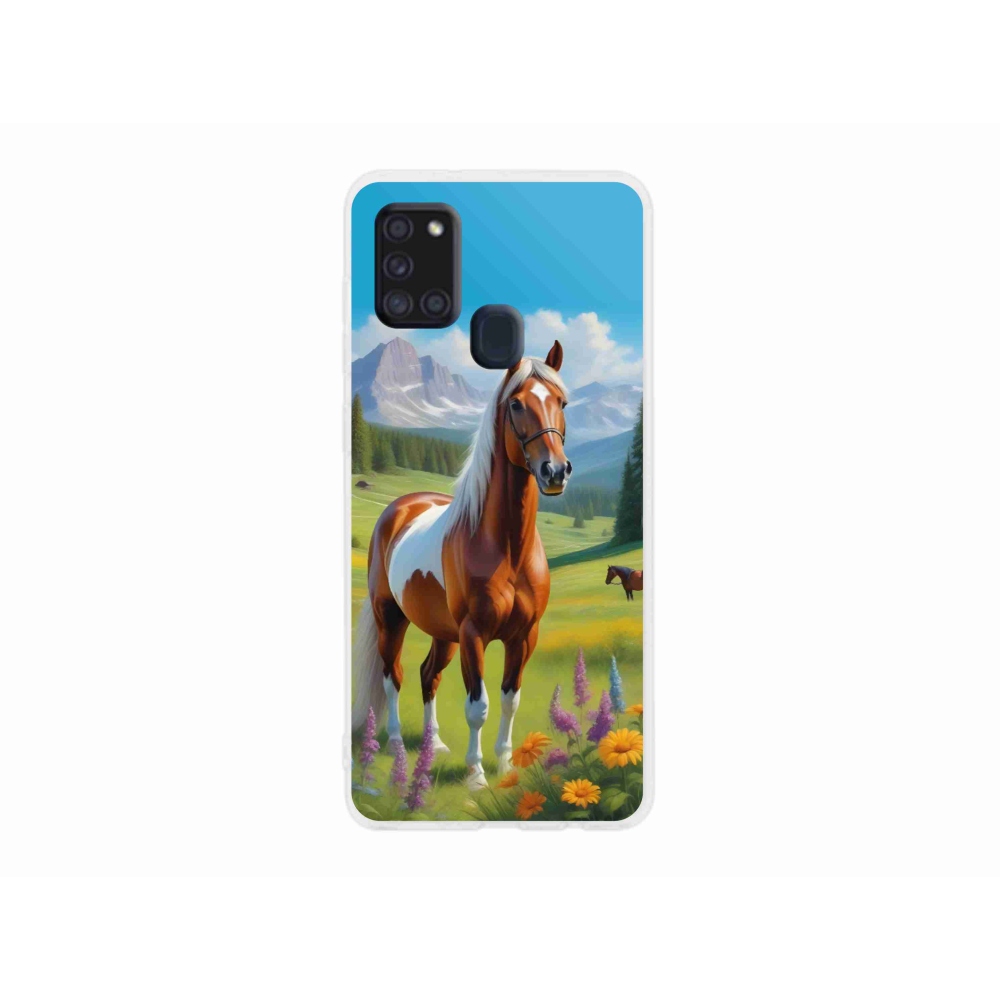 Zselés borítás mmCase Samsung Galaxy A21s készülékhez - ló a réten