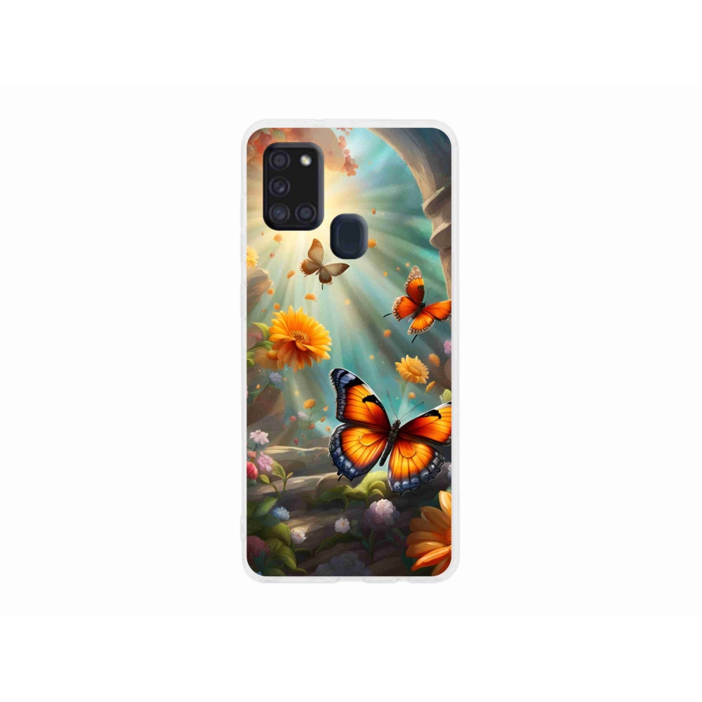 Gél borítás mmCase Samsung Galaxy A21s készülékhez - pillangókert 2