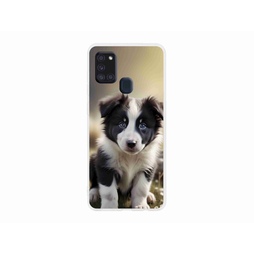 Gél borítás mmCase Samsung Galaxy A21s készülékhez - aranyos border collie