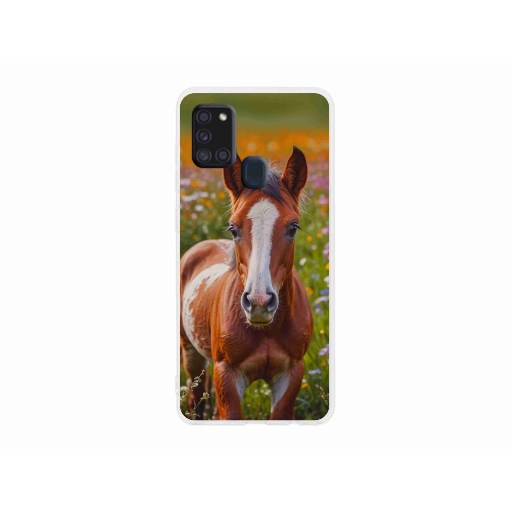 Gél borítás mmCase Samsung Galaxy A21s készülékhez - aranyos csikó