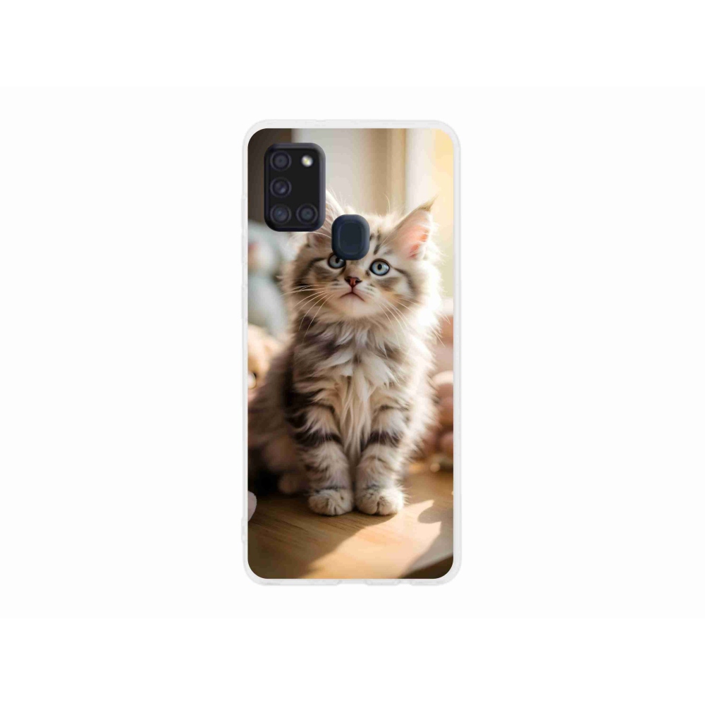 Gél borítás mmCase Samsung Galaxy A21s készülékhez - aranyos cica 10