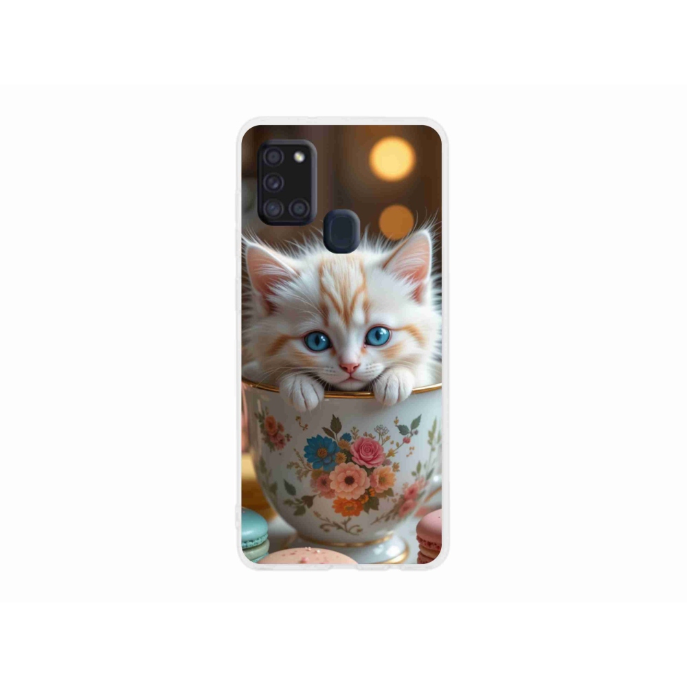 Gél borító mmCase Samsung Galaxy A21s készülékhez - aranyos cica 6