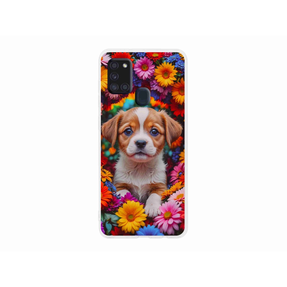 Gél borítás mmCase Samsung Galaxy A21s készülékhez - aranyos kiskutya