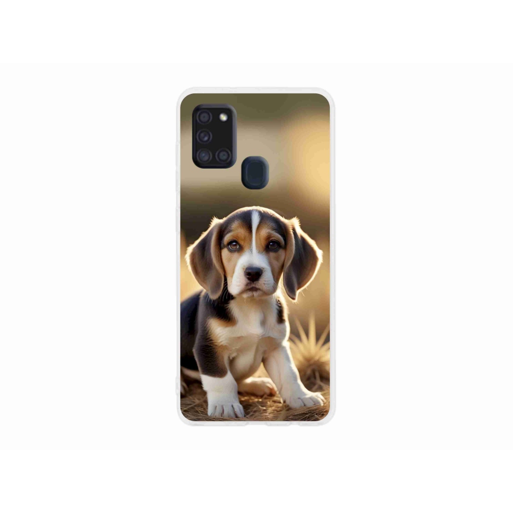 Gél borító mmCase Samsung Galaxy A21s készülékhez - aranyos beagle