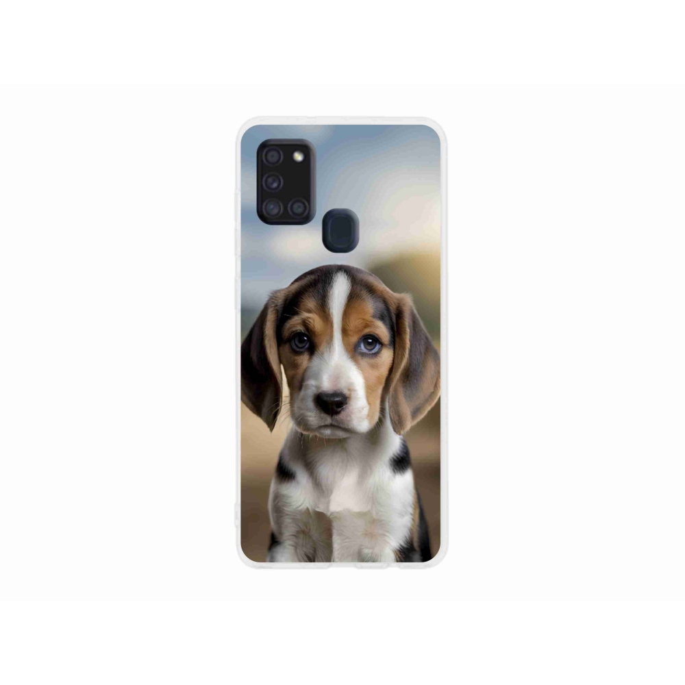 Gél borító mmCase Samsung Galaxy A21s készülékhez - aranyos beagle