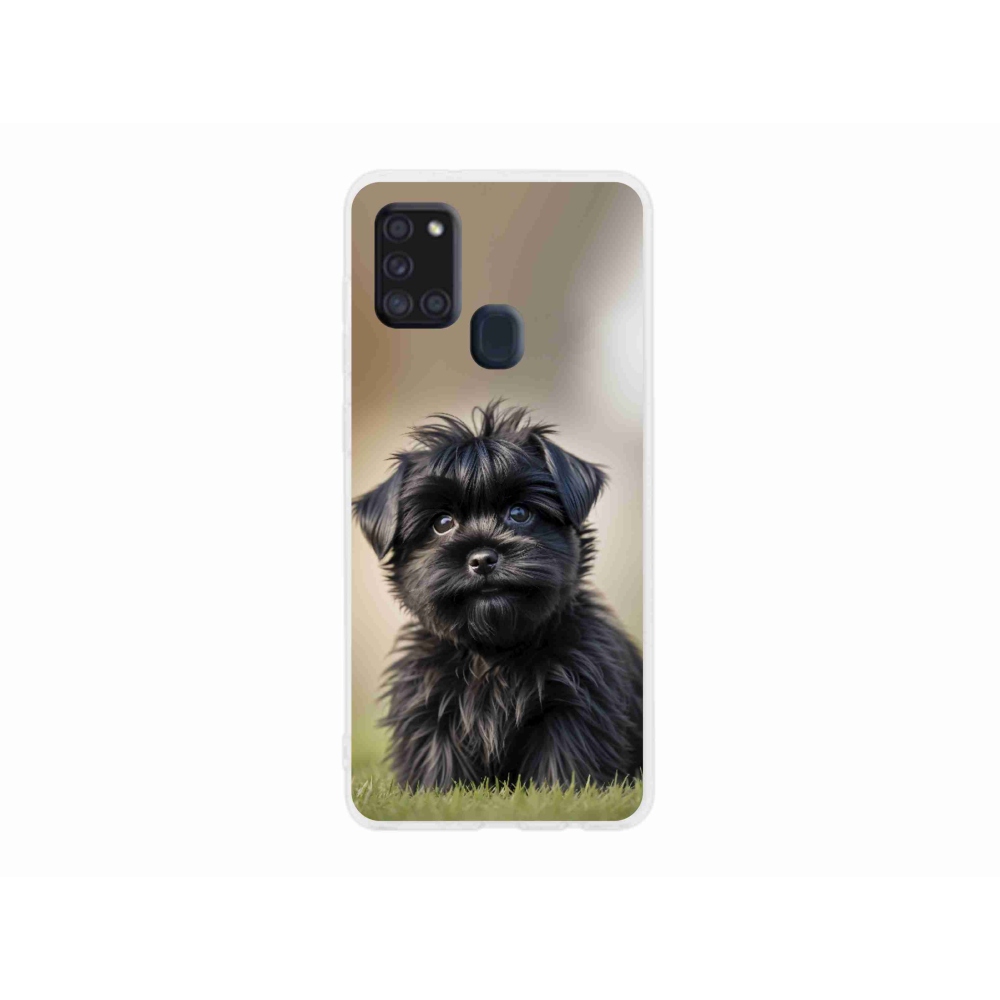 Gél borítás mmCase Samsung Galaxy A21s készülékhez - aranyos fekete kutya