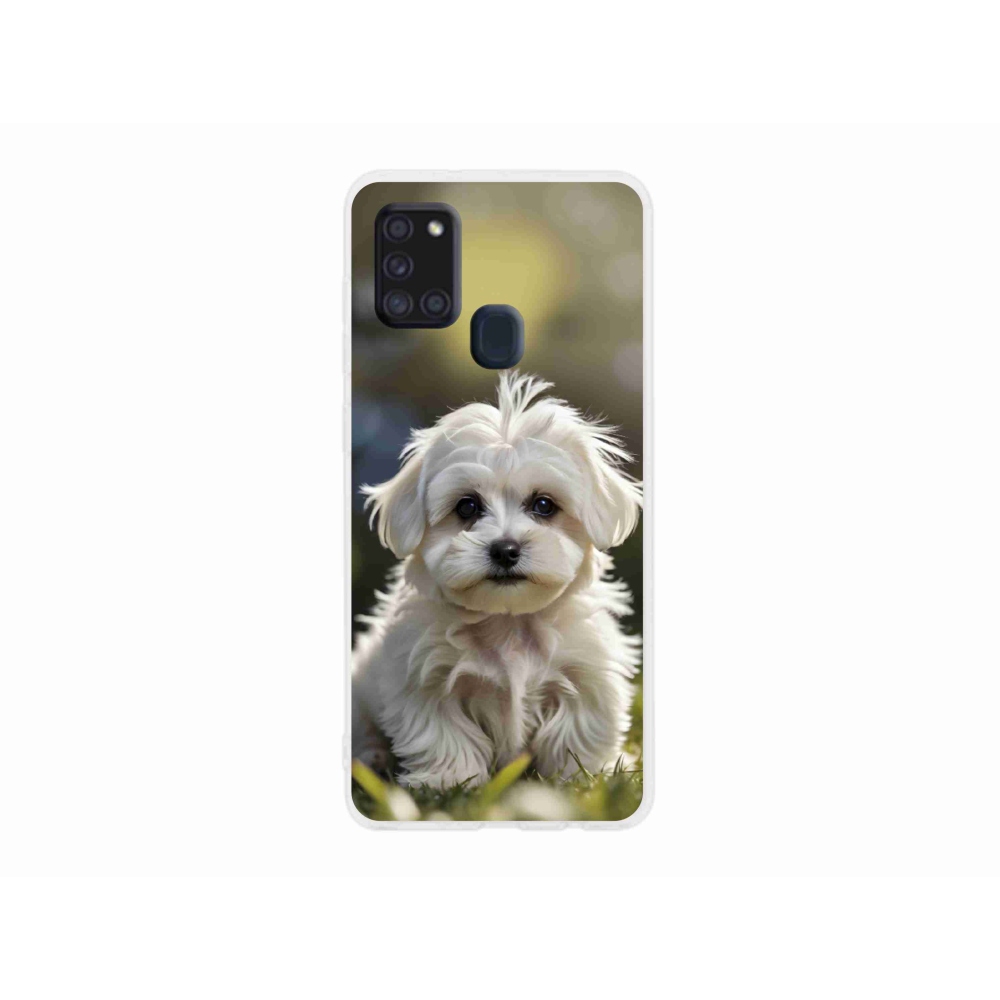 Gél borítás mmCase Samsung Galaxy A21s készülékhez - aranyos máltai kutya