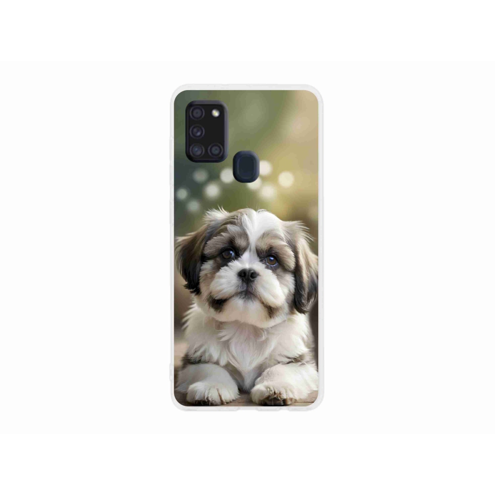 Gél borítás mmCase Samsung Galaxy A21s készülékhez - aranyos shih-tzu