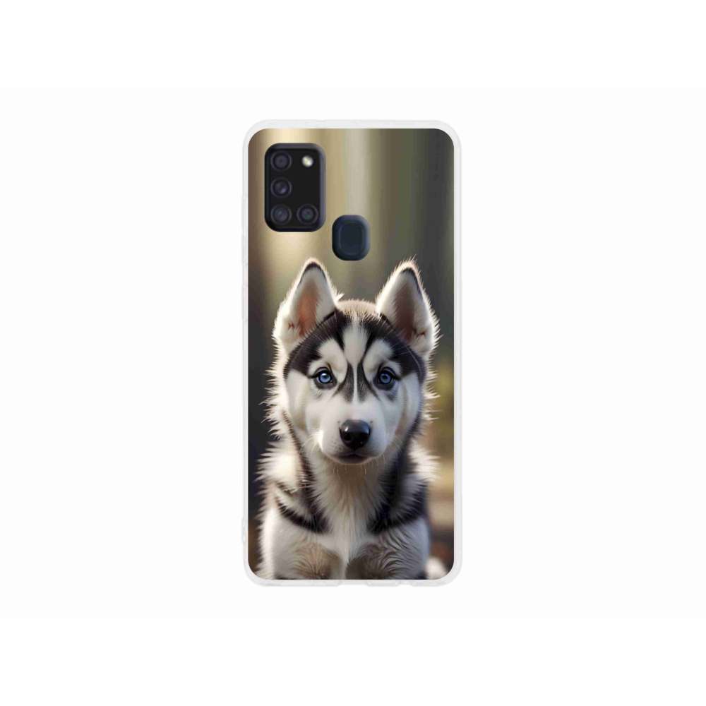 Gél borító mmCase Samsung Galaxy A21s készülékhez - aranyos szibériai husky