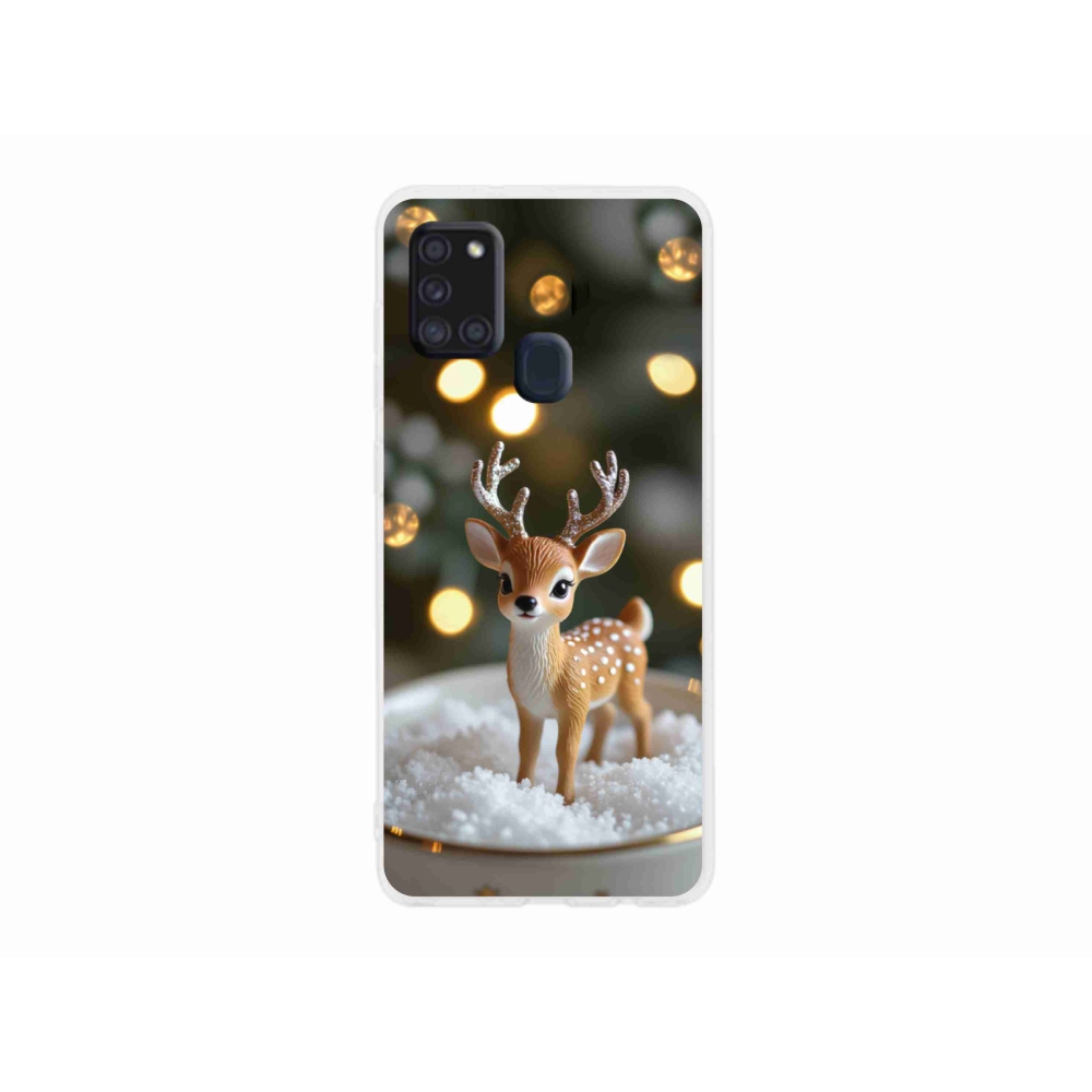 Gél borító mmCase Samsung Galaxy A21s készülékhez - aranyos karácsonyi szarvasok