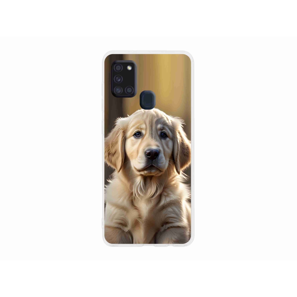 Gél borítás mmCase Samsung Galaxy A21s készülékhez - aranyos arany retriever
