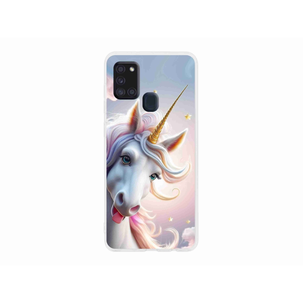 Gél védőhuzat mmCase Samsung Galaxy A21s készülékhez - vidám egyszarvú