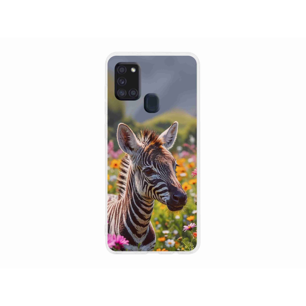 Zselés borítás mmCase Samsung Galaxy A21s készülékhez - zebra a réten