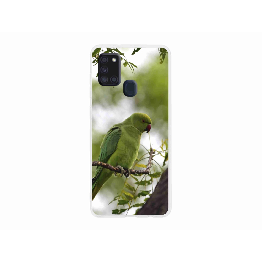 Zselés borítás mmCase Samsung Galaxy A21s készülékhez - zöld papagáj