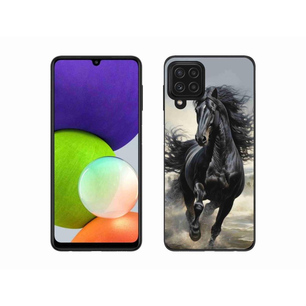 Gél borítás mmCase Samsung Galaxy A22 4G - fekete futó ló