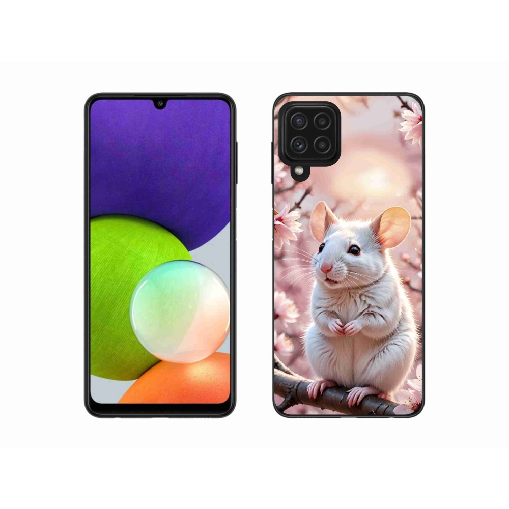 Zselés borítás mmCase Samsung Galaxy A22 4G - fehér egér az ágon