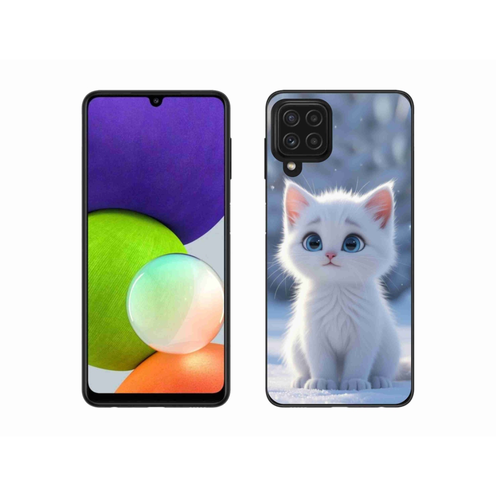 Gél védőhuzat mmCase Samsung Galaxy A22 4G - fehér cica 3